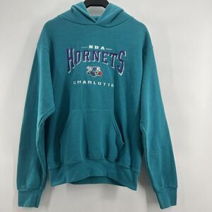 Vintage‎ Charlotte Hornets Hoodie Youth Large Teal Embroidered 90s NBA Lee USA